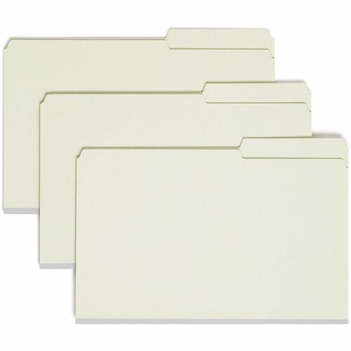 Smead  Pressboard Folders,w/Fasteners,2"Exp,Lgl,25/BX,Gray Green