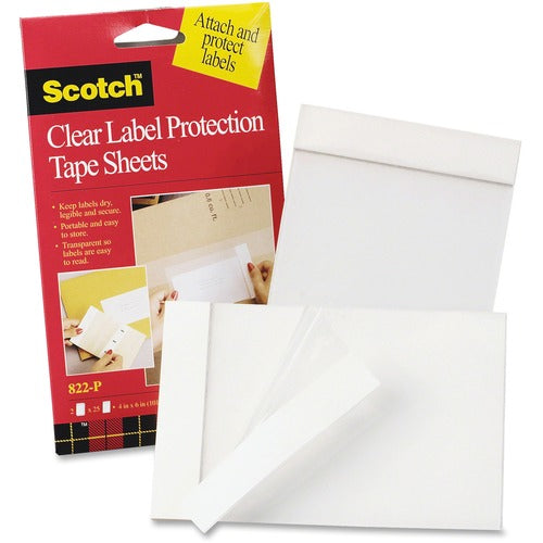 3M  Label Protection Tape Sheets, 4"x6", 50/PK, Clear