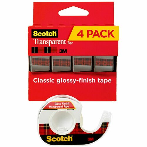 3M  Transparent Tape, 3/4"x850", 1"Core, 4/PK, Clear