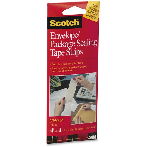 3M  Packaging Tape Pad, 2"x6", 25/Dispenser,2/PK, Clear