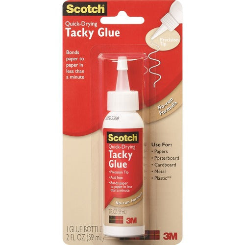 3M  Quick Dry Tacky Glue, Non-Toxic, 2 oz, Clear