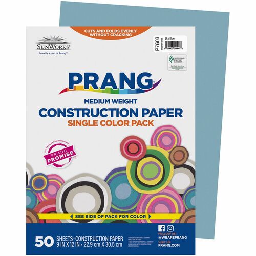 Pacon  Construction Paper,Smooth Textured,9"x12",50/PK,Sky Blue
