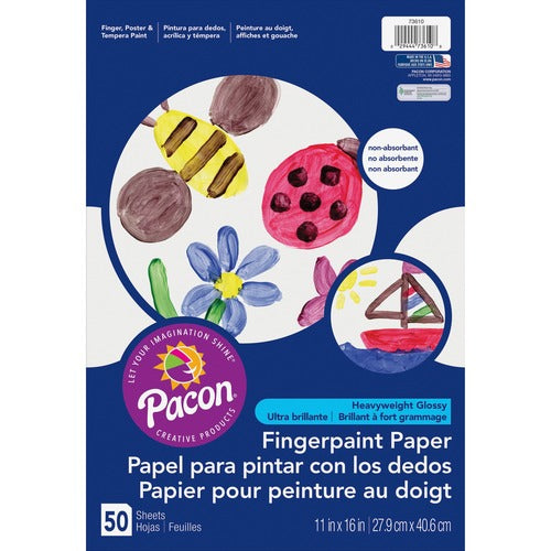 Pacon  Fingerpaint Paper, 50lb, 11"x16", 50 Shts/PK, White
