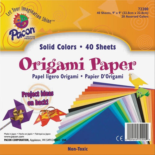 Pacon  Origami Paper, With Instructions, 9"x9", 40/PK, Assorted
