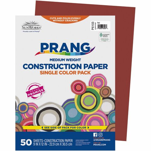 Pacon  Construction Paper, 9"x12", 50/PK, Red