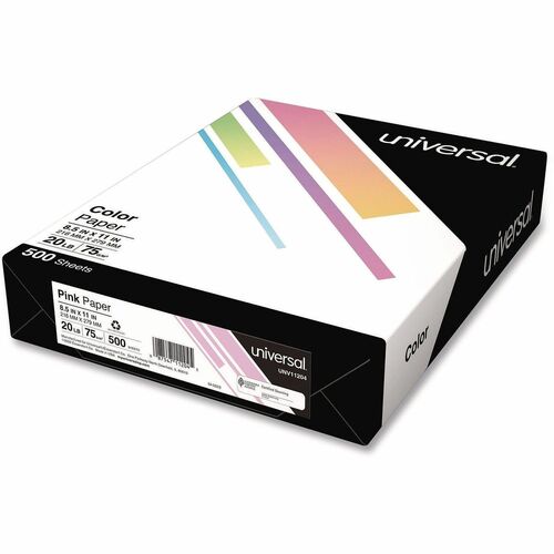 Universal  Deluxe Colored Paper, 20 lb Bond Weight, 8.5 x 11, Pink, 500/Ream