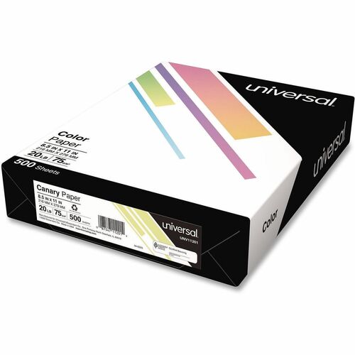 Universal  Deluxe Colored Paper, 20 lb Bond Weight, 8.5 x 11, Canary, 500/Ream