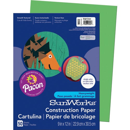 Pacon  Construction Paper, 9"x12', 50Shts, 50/PK, Bright Green