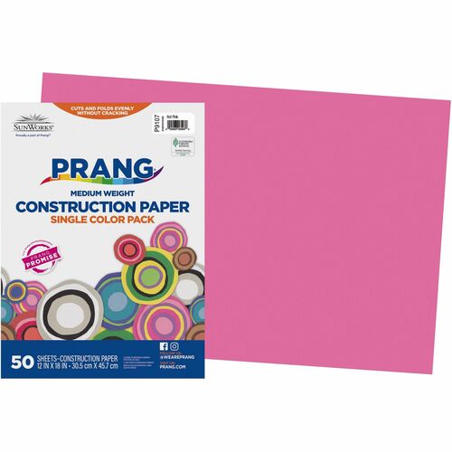 Pacon  Construction Paper, 12"x18", 50/PK, Hot Pink