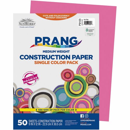 Pacon  Construction Paper, 9"x12", 50/PK, Hot Pink