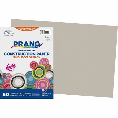 Pacon  Construction Paper,Smooth Textured,12"x18",50/PK,Gray