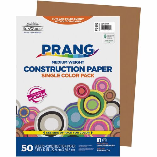 Pacon  Construction Paper,Smooth Textured,9"x12",50/PK,Light Brown