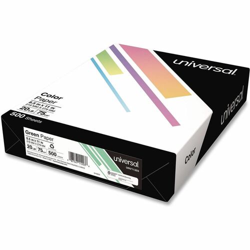 Universal  Deluxe Colored Paper, 20 lb Bond Weight, 8.5 x 11, Green, 500/Ream