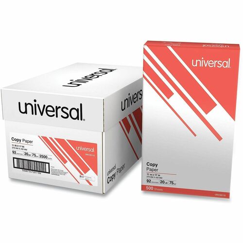 Universal  Copy Paper, 92 Bright, 20 lb Bond Weight, 11 x 17, White, 500 Sheets/Ream, 5 Reams/Carton