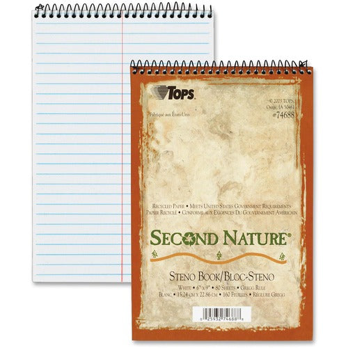 Tops  Steno/Reporter Book, Gregg Rule, 6'x9', 80 Sht, White