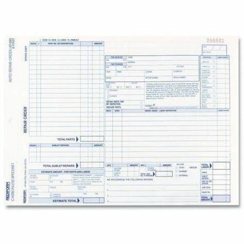Rediform  Speediset Four-Part Auto Repair Form, Four-Part Carbonless, 11 x 8.5, 50 Forms Total