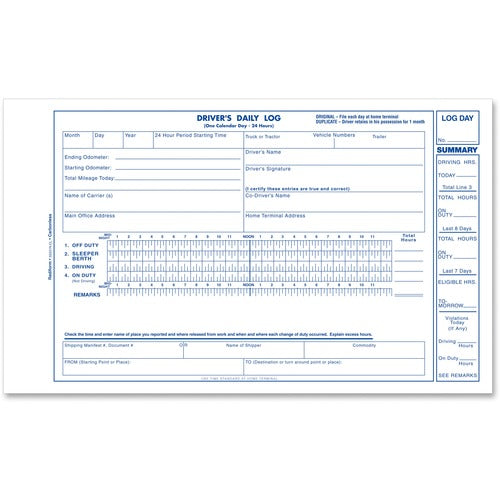 Rediform  Daily Log Drive Book, 2 Parts, 31 Sets/BK, 5-3/8"x8-3/4", BE
