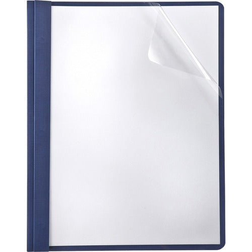 Oxford  Linen Report Cover,1/2" Cap,LTR,Tang Clip,25/BX,Navy