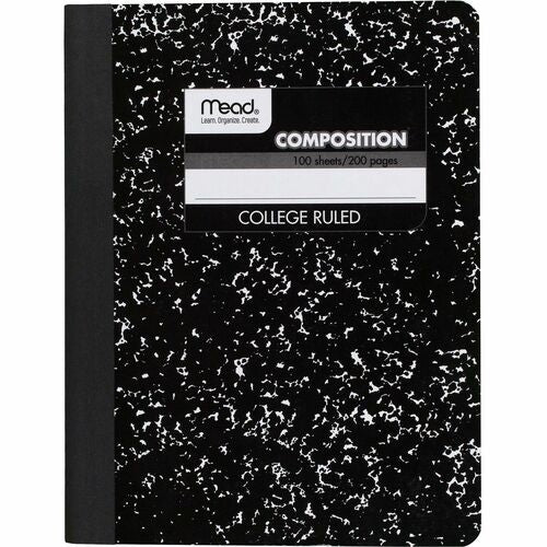 Mead  Composition Book, Sewn, 7-1/2"x9-3/4", Black Marble