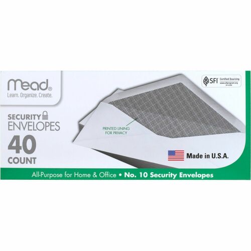 Mead  Security Envelopes, No. 10, 40/BX, White