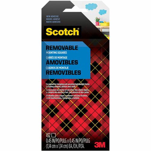 3M  Wall-mounting Tabs, Removable, 1/2"x3/4", Clear