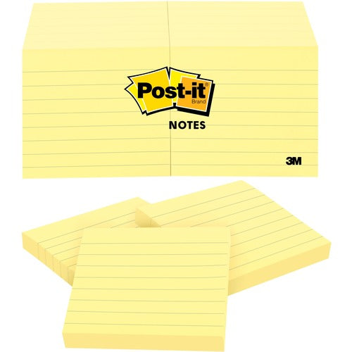 3M  Post-it Notes, Lined, 3"x3", 100 Sheets/PD, 12/PK, Yellow