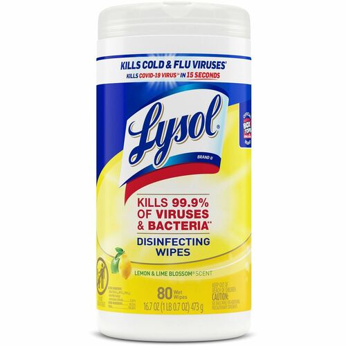 Reckitt Benckiser  Disinfecting Wipes,80 Wipes/Tub, Lemon/Lime Blossom