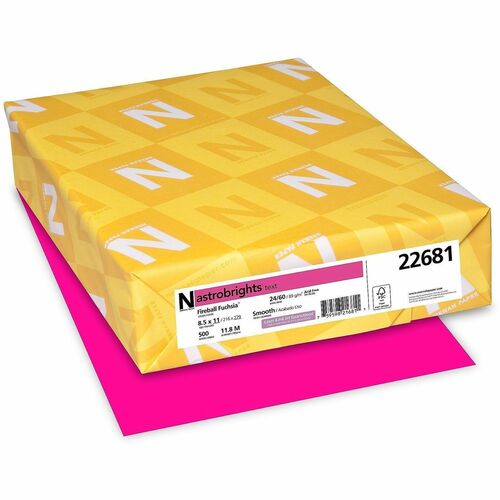 Wausau Papers  Copy Paper,24 lb,8-1/2"x11",500 Sheets,Fireball Fuchsia