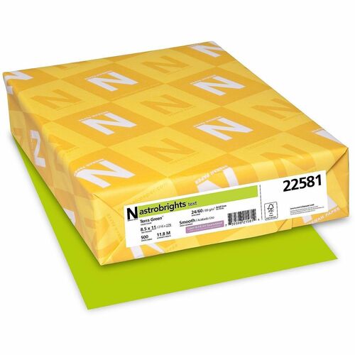 Wausau Papers  Copy Paper, 24 lb, 8-1/2"x11", 500 Sheets, Terra Green