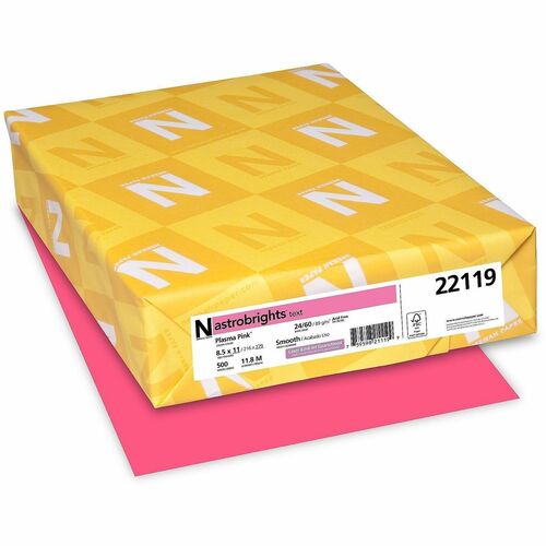 Wausau Papers  Copy Paper, 24 lb, 8-1/2x11", 500 Sheets, Plasma Pink