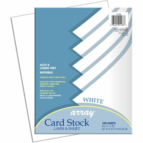 Pacon  Cardstock Paper, 65 lb.,8-/2"x11",100/PK, Classic / White