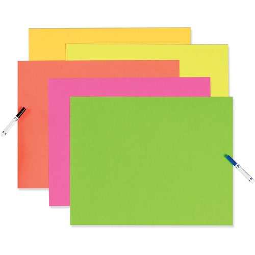 Pacon  Poster Board, 12 Pt., 22"x28", 25/CT, Neon PK/YW/OE/GN