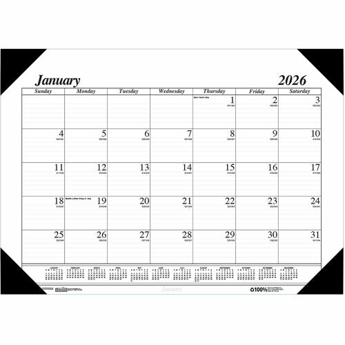 House Of Doolittle  Desk Pad, Compact, 12 Month, Jan-Dec, 18-1/2"x13", White-HOD0124