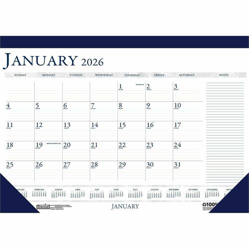 House Of Doolittle  Desk Pad, 12 Months Jan-Dec, 22"x17", Blue/Gray-HOD164