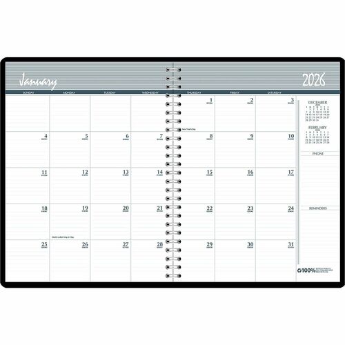 House Of Doolittle  Monthly Planner, 8-1/2"x11", 2PPM, BK Cover-HOD26202