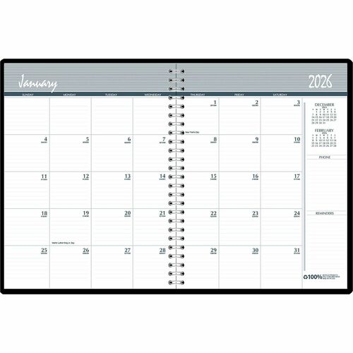 House Of Doolittle  Monthly Planner, 2PPM, Nonrefillable, 8-1/2"x11", Blue Cover-HOD26207