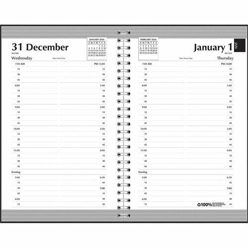 House Of Doolittle  Daily Planner, 12 Months Jan-Dec, 5" x 8", Black/White-HOD28802