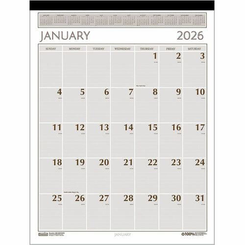 House Of Doolittle  Wall Calendar,Classic,3HP,Jan-Dec,20"x26",Brown/Beige-HOD380