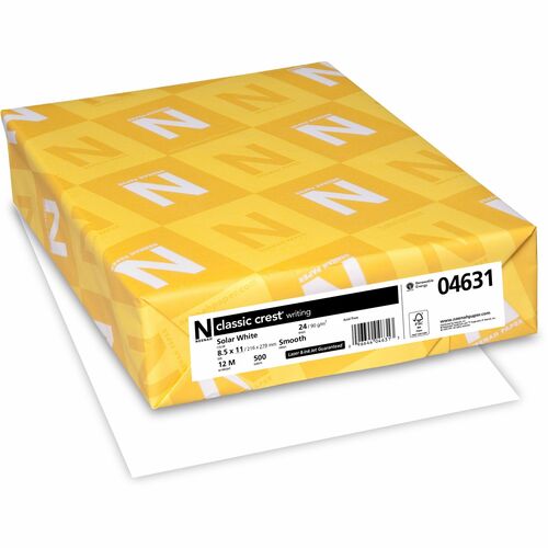 Neenah Paper Inc  Classic Paper, 24lb, 93GE, 8-1/2"X11", 500SH/RM, Solar WE
