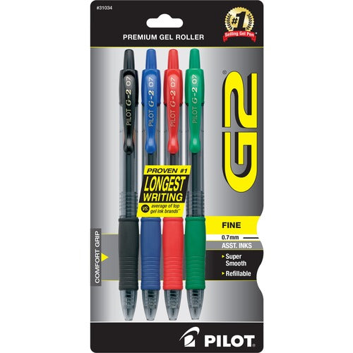Pilot  Gel Pen,Retractable/Refillable,Fine Point,4/PK,Assorted