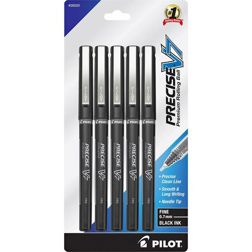 Pilot  Pen, Rollerball, Nonrefillable, 0.7mm, 5/PK, BK Barrel/Ink