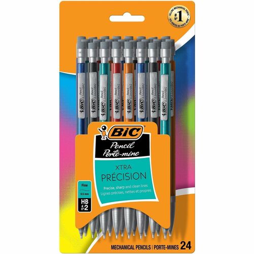 Bic  Mechanical Pencils, w/Pocket Clip, .5mm, 24/PK, Assorted