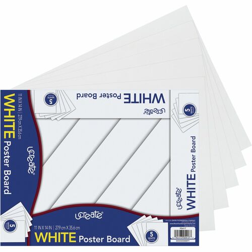 Pacon  Poster Board, Recyclable, 11"x14", 5 Sht/PK, White
