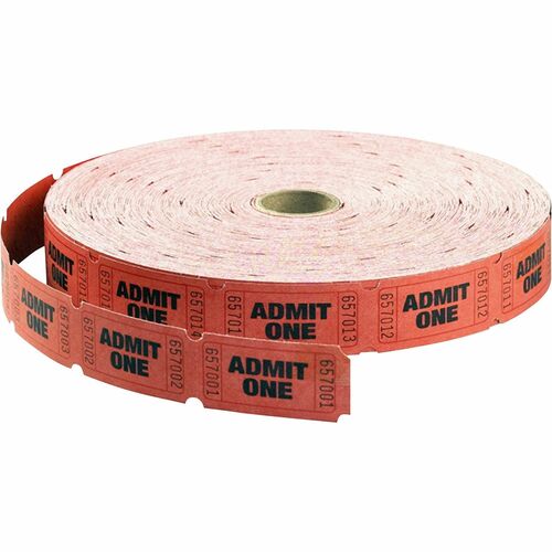 Maco  Single Roll Tickets, "Admit One", 1"x2", 2000/RL, Red