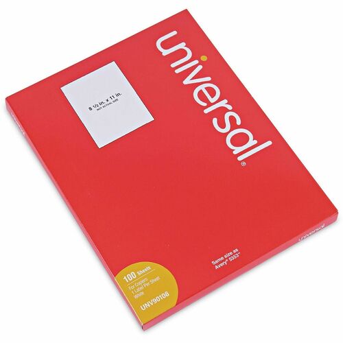 Universal  Copier Mailing Labels, Copiers, 8.5 x 11, White, 100/Box