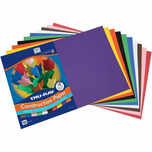 Pacon  Construction Paper,76 lb.,12"x18",50/PK,Assorted