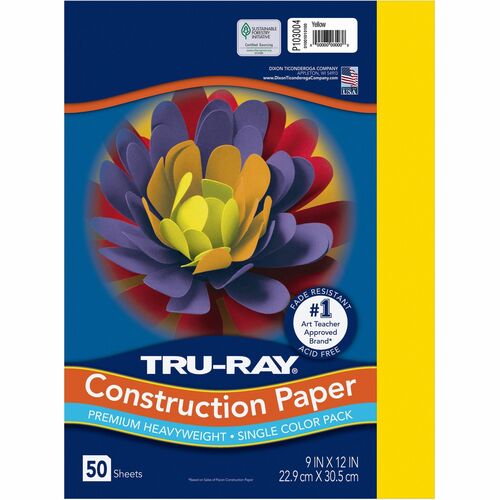 Pacon  Construction Paper, 76 lb., 9"x12", 50/PK, Yellow