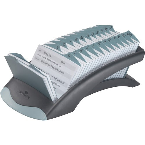Durable Office Products  Desk Address Card File, 5"x9-5/16"x3-3/4", Black/Gray
