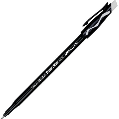 Paper Mate  Ballpoint Pen, Erasable,Medium Point,Black Ink/Black Barrel