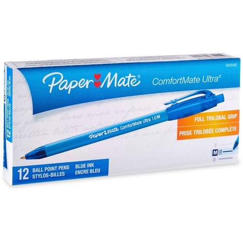 Paper Mate  Comfortmate Retractable Ballpoint Pen, Medium, Blue/BE